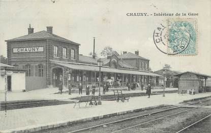 / CPA FRANCE 02 "Chauny, intérieur de la gare"
