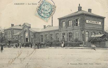 / CPA FRANCE 02 "Chauny, la gare"