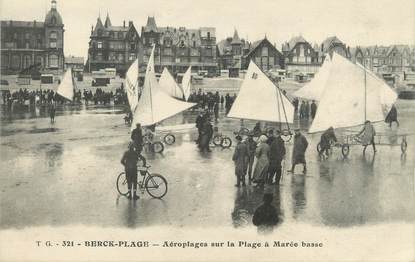 / CPA FRANCE 62 "Berck Plage, aéroplages sur la plage à marée basse"