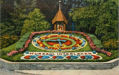 CPSM SUISSE "Interlaken, horloge florale"