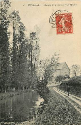 CPA FRANCE 76  "Duclair, chemin des fontaines et le Moulin"