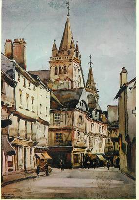 / CPSM FRANCE 56 "Vannes, aquarelle du peintre A. Mahuas, la place Henri IV"