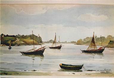 / CPSM FRANCE 56 "Vannes, aquarelle du peintre A. Mahuas, Sinagots dans la baie de Conleau" / PEINTRE