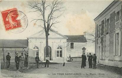 CPA FRANCE 37 "La Tour Saint Gelin, la mairie et l'école"