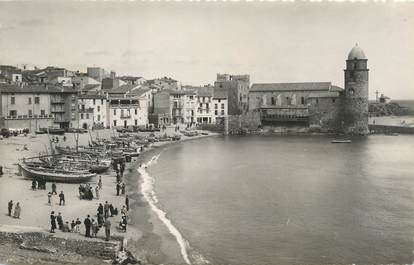 / CPSM FRANCE 66 "Collioure, l'église, les barques de pêche"