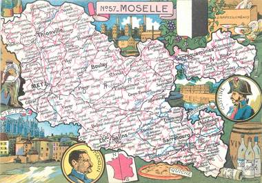 / CPSM FRANCE 57 "Moselle" / CARTE GEOGRAPHIQUE