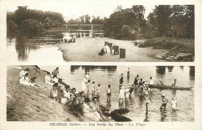 / CPA FRANCE 36 "Chabris, les bords du cher, la plage"