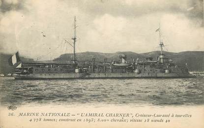 CPA BATEAU GUERRE "Croiseur  cuirassé à tourelles"