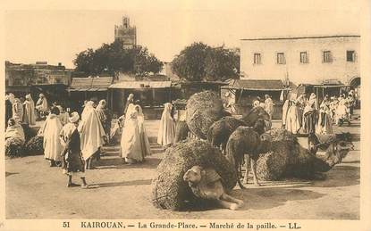 CPA TUNISIE "Kairouan, la grand'Place, Marché de la paille"