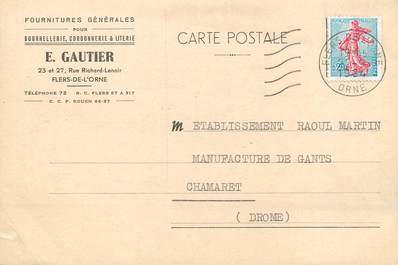 / CPSM FRANCE 61 "Flers de l'Orne, E. gautier" / CORDONNERIE / CARTE PUBLICITAIRE