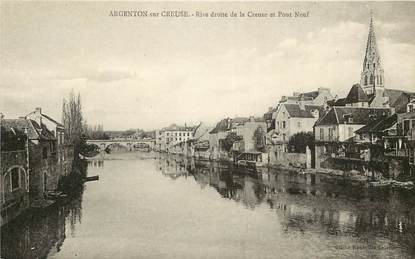 Argenton sur Creuse, rive droite de la Creuse et pont Neuf