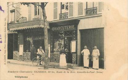 CPA FRANCE 94 "Joinville le Pont, Boucherie charcuterie VIGNERON, rte de la Brie"