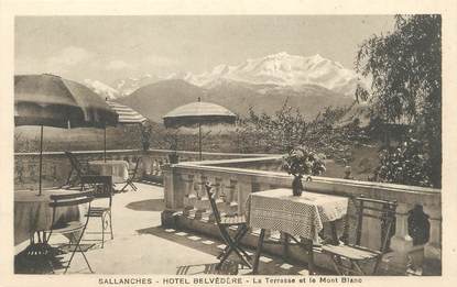 / CPA FRANCE 74 "Sallanches, hôtel Belvédère, la terrasse et le Mont Blanc"