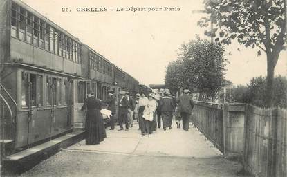CPA FRANCE 77 "Chelles, le départ pour Paris" / TRAIN