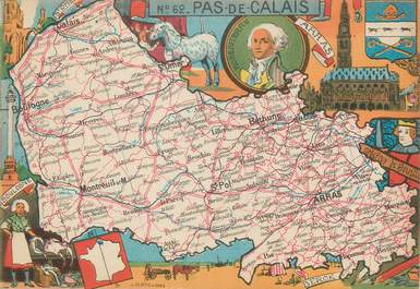 / CPSM FRANCE 62 "Pas de Calais"  /  CARTE GEOGRAPHIQUE