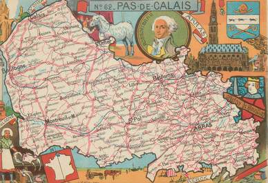 / CPSM FRANCE 62 "Pas  de Calais" / CARTE  GEOGRAPHIQUE