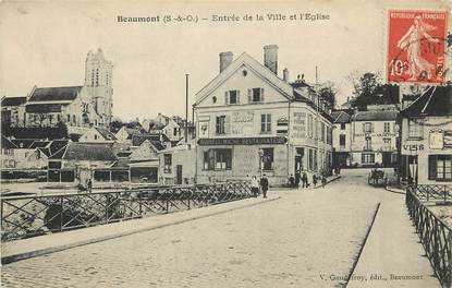 CPA FRANCE 95  "Beaumont, entrée de la ville et l'Eglise"