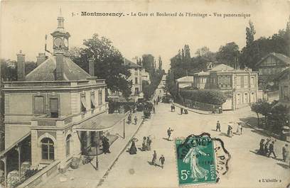 CPA FRANCE 95  "Montmorency, la gare et le boulevard de l'Ermitage, vue panoramique"