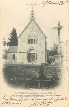 / CPA FRANCE 63 "Saint Anthème, chapelle de Saint Just"