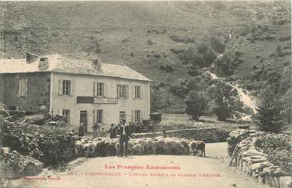 / CPA FRANCE 09 "L'Hospitalet, l'hôtel Soulé et la cascade d'Arques "