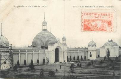 / CPA FRANCE 44 "Exposition de Nantes 1904, nr 3, les jardins et le palais central" / VIGNETTE