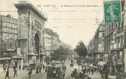 / CPA FRANCE 75010 "Paris, le boulevard et la porte Saint Denis"
