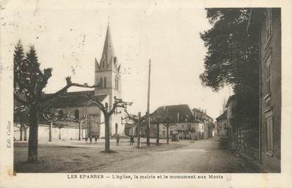 / CPA FRANCE 38 "Les Eparres, l'église et le monument aux morts"
