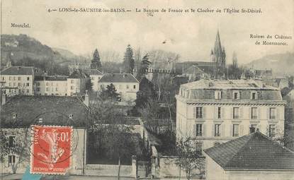 / CPA FRANCE 39 "Lons Le Saunier les Bains, la banque de France et le clocher de l'église Saint désiré"