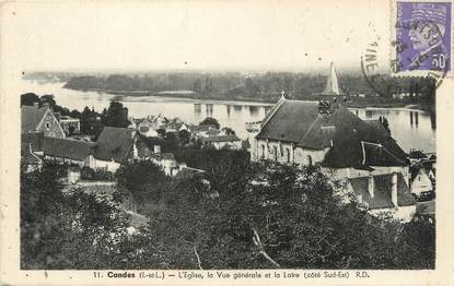 / CPA FRANCE 37 "Candes, l'église, la vue générale et la Loire"
