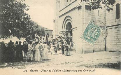 CPA FRANCE 13  "Cassis, Place de l'Eglise, bénédiction des chevaux"