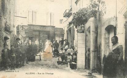 CPA FRANCE 13  "Alleins, rue de l'Horloge, boucherie"