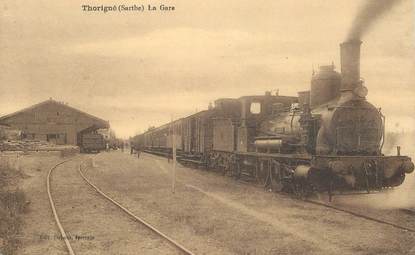 CPA FRANCE 72 "Thorigné, la gare" / TRAIN