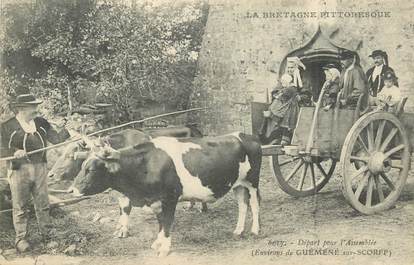 CPA FRANCE 56 "Env. de Guémené sur Scorff, attelage de boeufs"