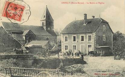 CPA FRANCE 52 "Andilly, la mairie et l'Eglise"