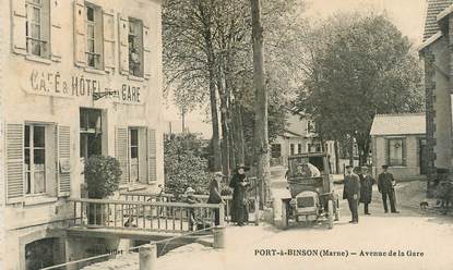 CPA FRANCE 51 "Port à Binson, avenue de la Gare, café et hotel de la gare"