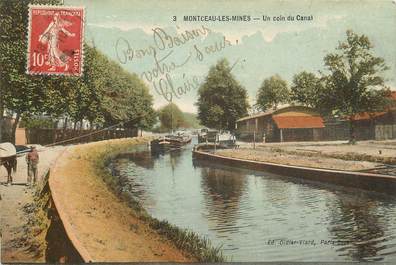 CPA FRANCE 71  "Montceau les Mines, un coin du canal" / BATELLERIE / PÉNICHE 