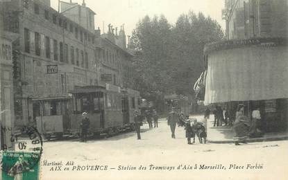 CPA FRANCE   13 "Aix en Provence, Station des Tramways, Place Forbin"