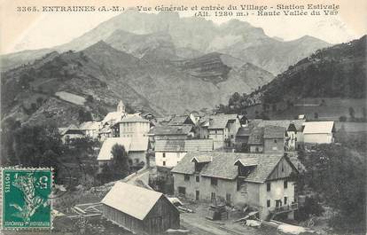 / CPA FRANCE 06 "Entraunes, vue générale et entrée du village"