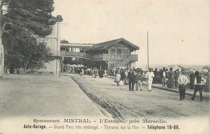 CPA FRANCE 13 "L'Estaque, Restaurant Mistral, Auto garage" /   BANLIEUE DE MARSEILLE