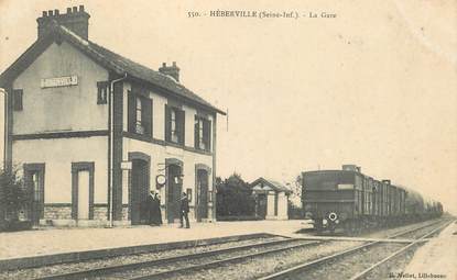 CPA FRANCE  76 "Héberville, la gare" / TRAIN