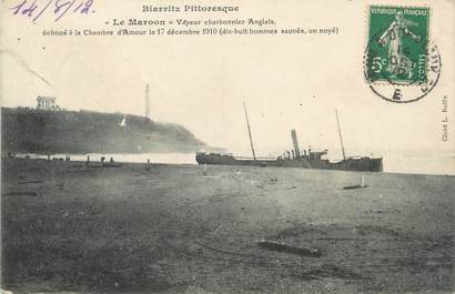 / CPA FRANCE 64 "Biarritz pittoresque, le Maroon, vapeur charbonnier anglais"