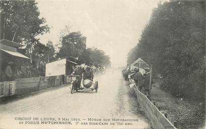 CPA FRANCE 27 " Circuit de l'Eure, 1914, Münch sur motosacoche" / MOTO SIDE CAR