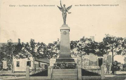 / CPA FRANCE 59 "Clary, la place du Fayt et le monument aux morts"