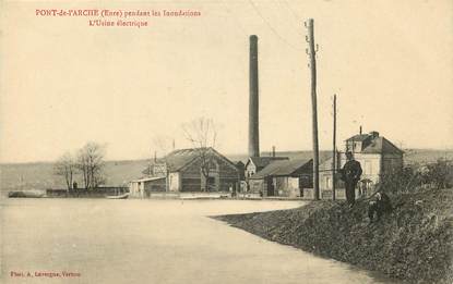 CPA FRANCE 27 "Pont de l'Arche pendant les Inondations, Usine électrique"