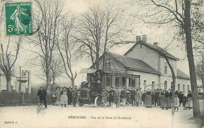 CPA FRANCE 18 "Nérondes, la gare" / BUS