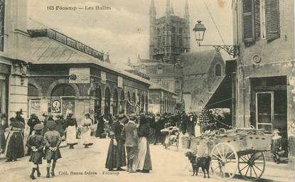 CPA FRANCE 76 "Fécamp, les Halles" / VOITURE A CHIEN