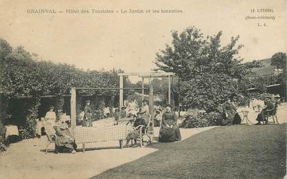CPA FRANCE 76 " Grainval,  Hotel des Touristes, le jardin et les Tonnelles"