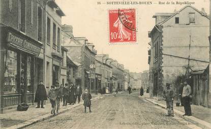 CPA FRANCE 76 "Sotteville les Rouen, rue de la République" / EPICERIE 