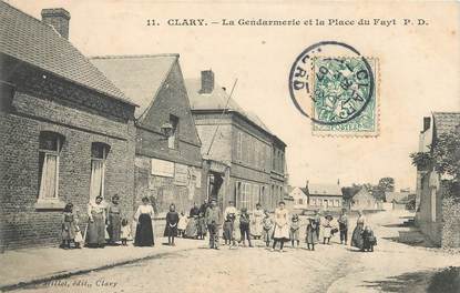 CPA FRANCE 59 "Clary, la gendarmerie et la Place du Fayt"