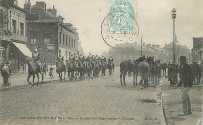 CPA FRANCE 59 "Denain, Grèves du Nord, patrouille de cuirassiers"